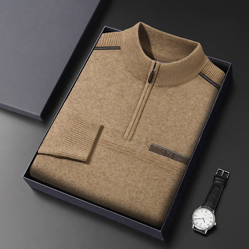 Men's Half-turtleneck Zipper Sweater For Middle And Elderly aged
