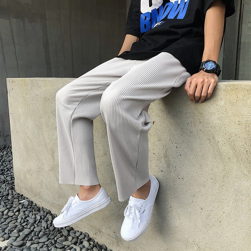 Mens Loose Pleated Comfort Pants