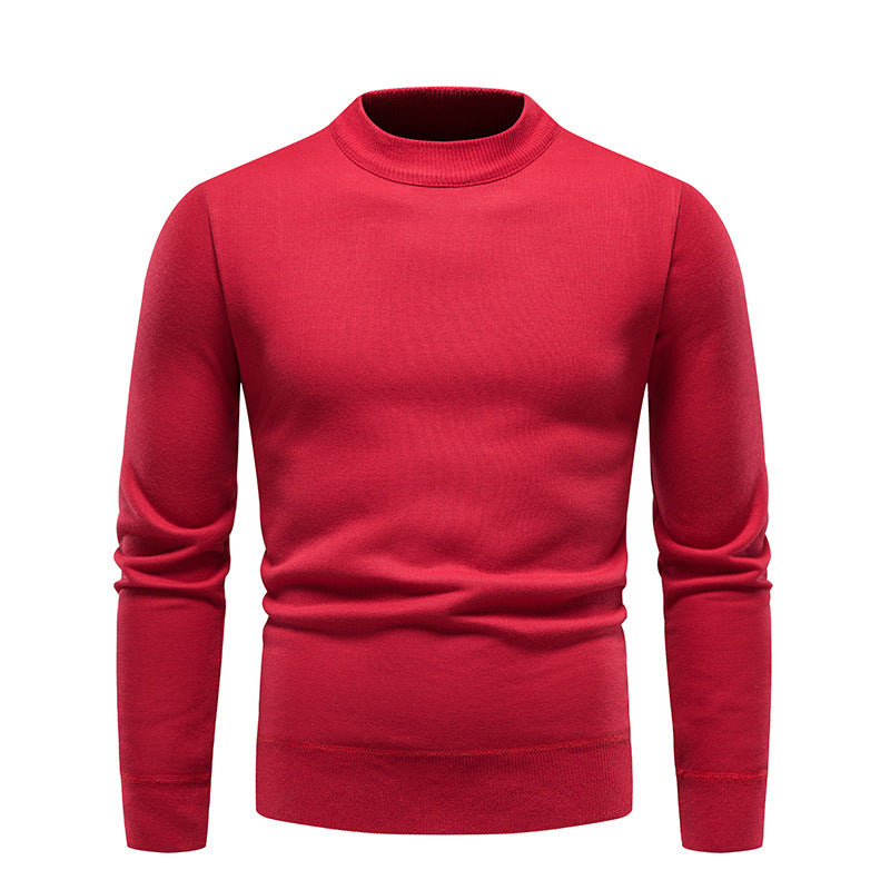 Men's Fleece-lined Thick Round Neck Sweater