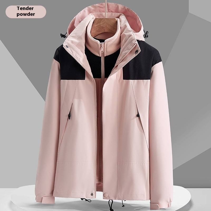 Hooded Windbreaker Colorblock Zip-up With Pockets Waterproof Outwear jacket