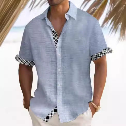 Beach Striped Shirt Short Sleeve Men