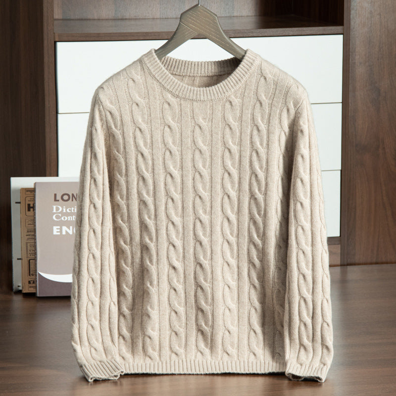 Pure Cashmere Shirt Men's Round Neck Three-strand Thickening sweater