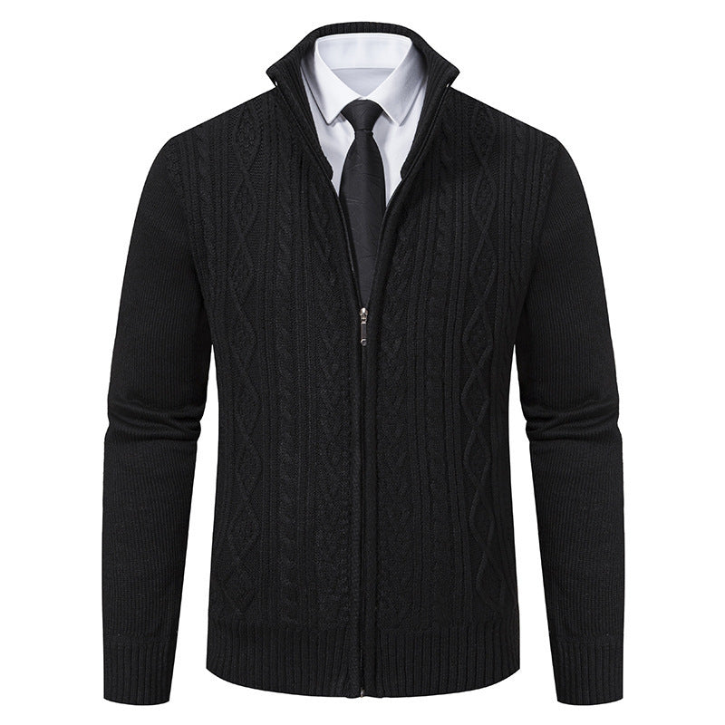Men's Stand Collar Casual Cardigan Sweater Coat