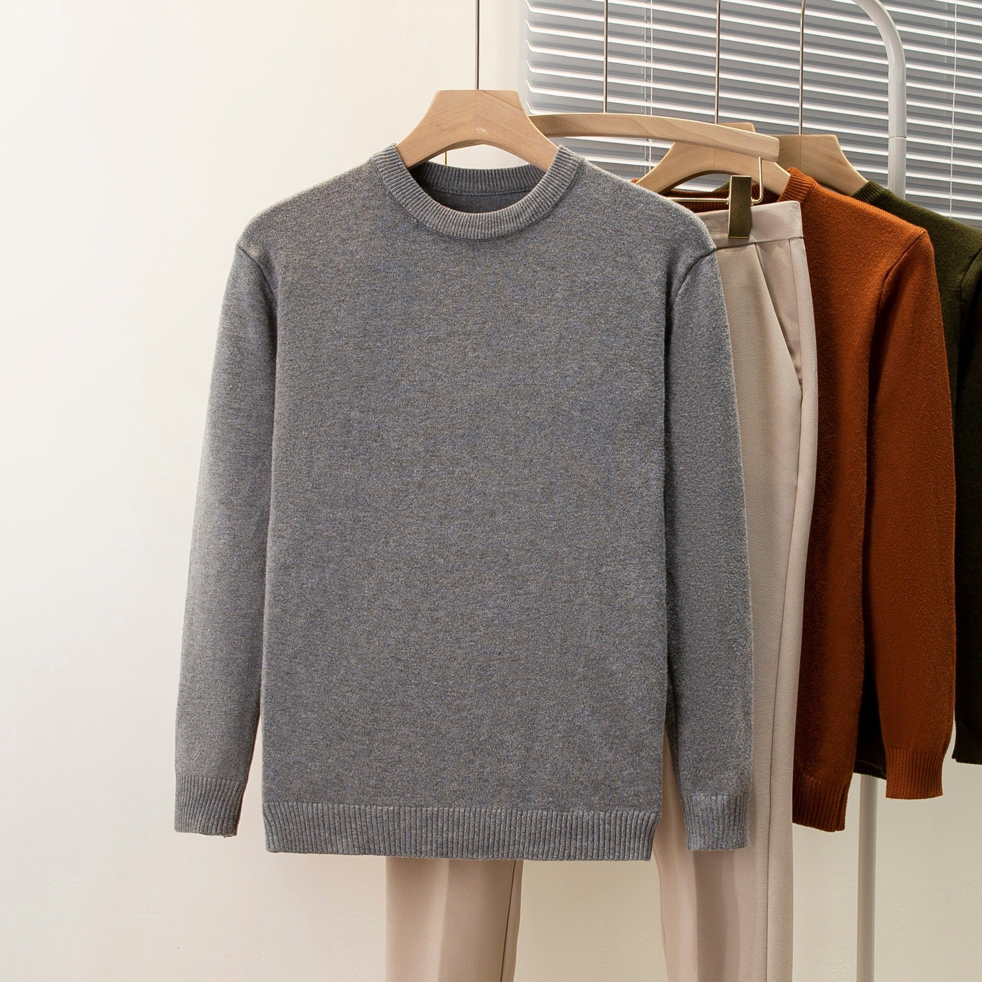 Men's Solid Color Casual Bottoming Sweater