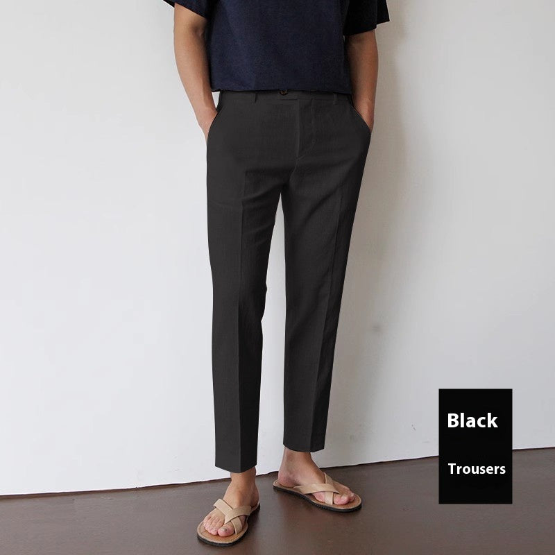 Cotton Cropped Linen Trousers