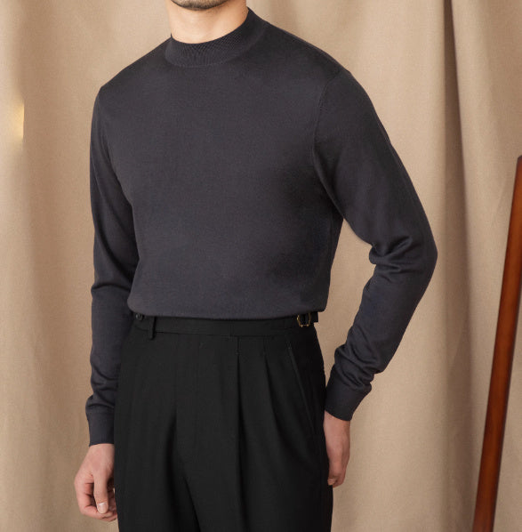 Wool British Commute Slim-fit Pullover Bottoming Shirt