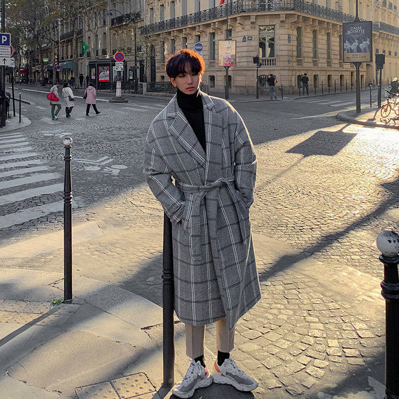 Long Woolen Student Windbreaker coat