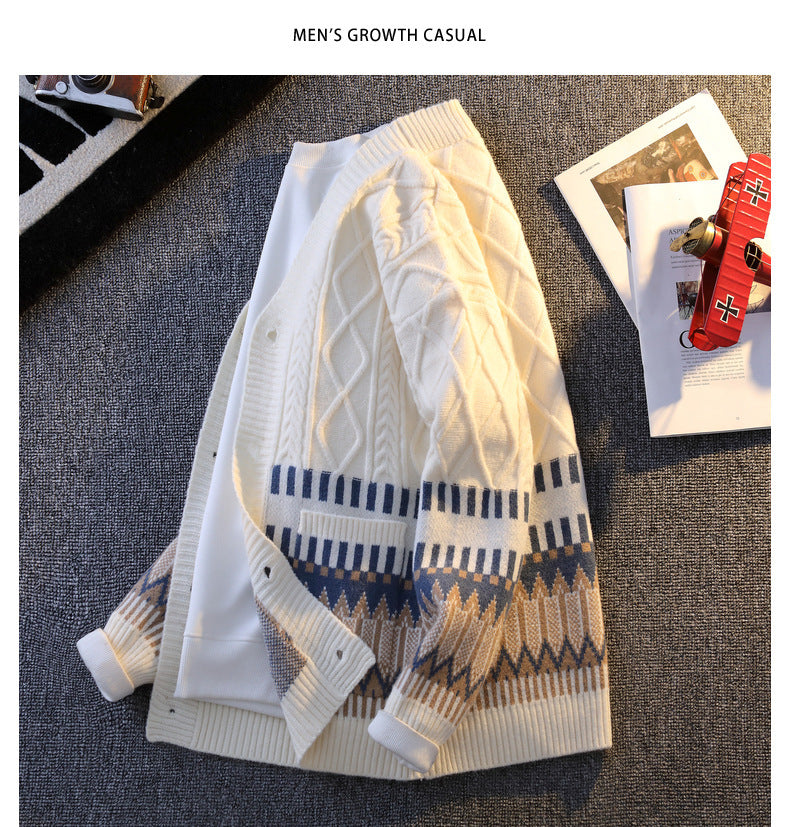 Knitwear All-match Loose Contrast Color Warm sweater