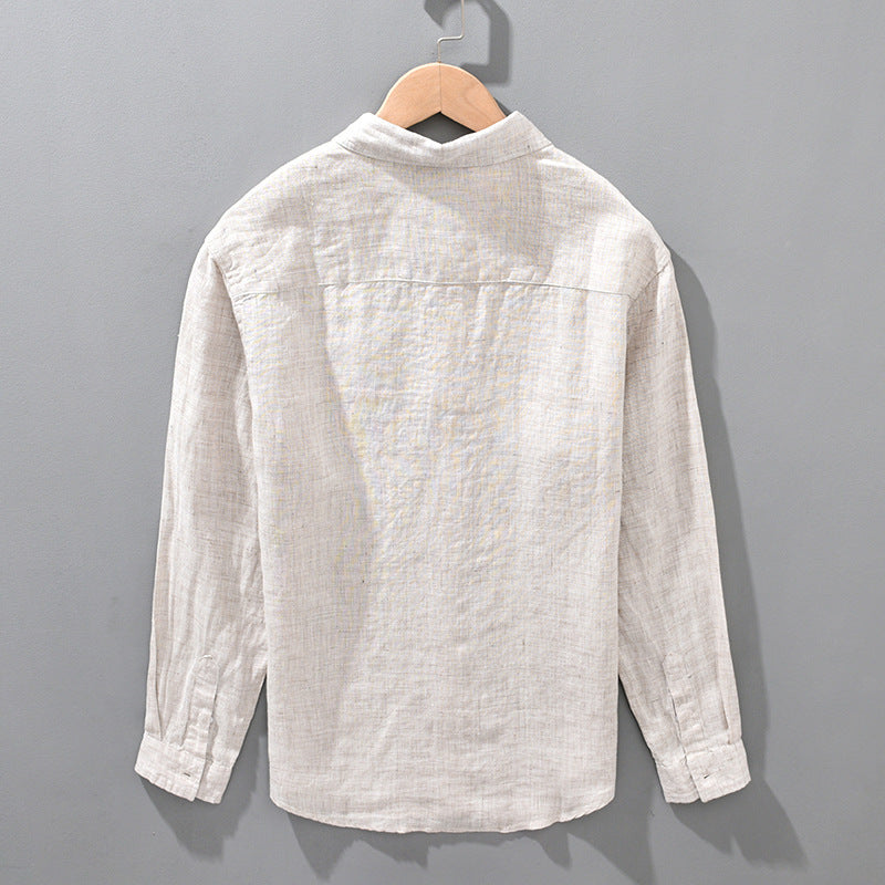 Linen Breathable Solid Color Loose shirt Men