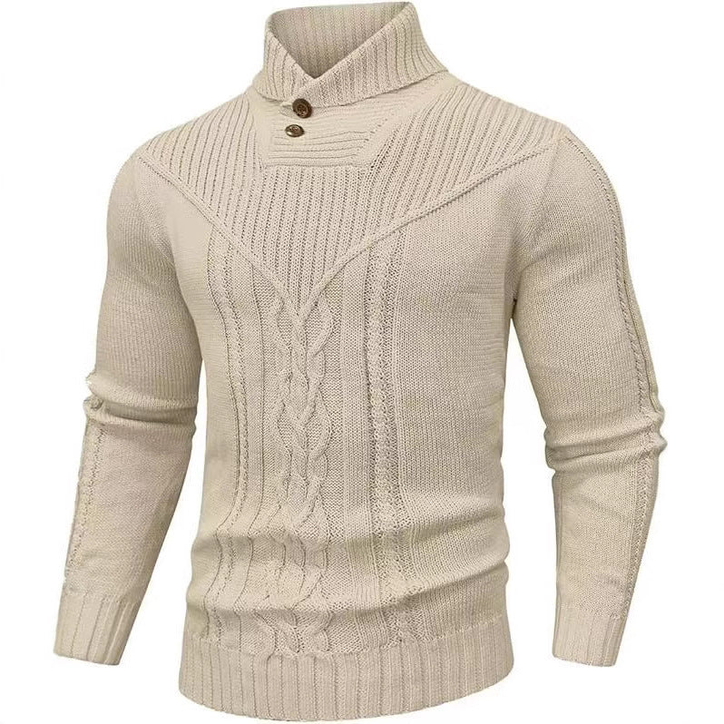 Stand Collar Classic Twisted Pullover Sweater