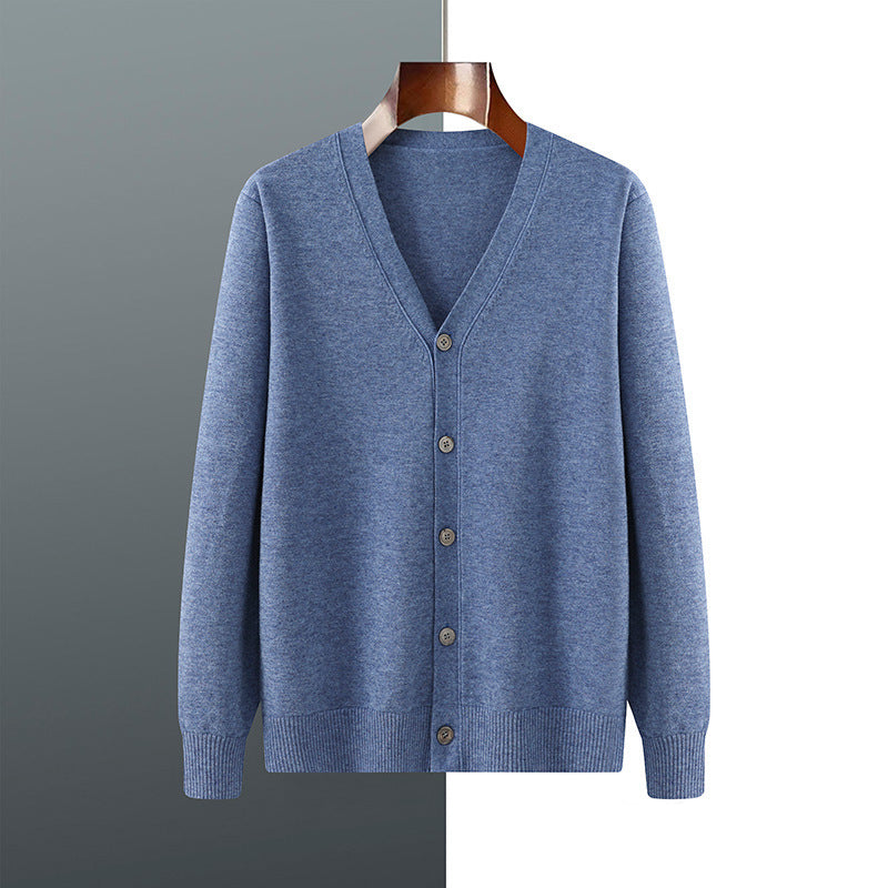 V-neck Knitted Cardigan Coat Men