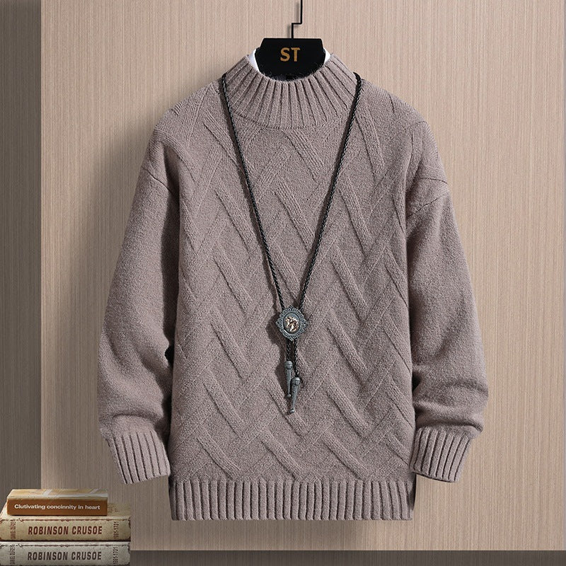 Autumn Middle-collar Long Sleeve Jacquard Pullover sweater