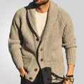 Men's Lapel Knitting Cardigan Button Sweater With Pockets