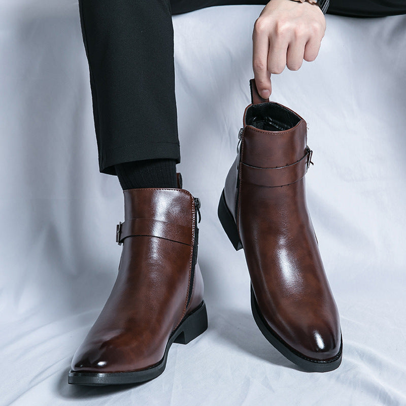 Men's High-top Leather chelsea boots