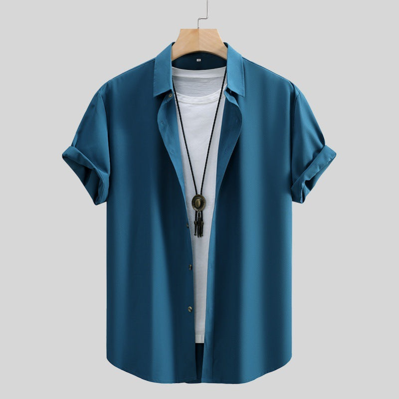 Men's Short-sleeved Solid Color Summer Shirt