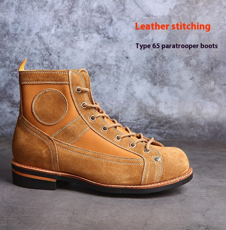 Leather Stitching Paratrooper Work Ankle Boots