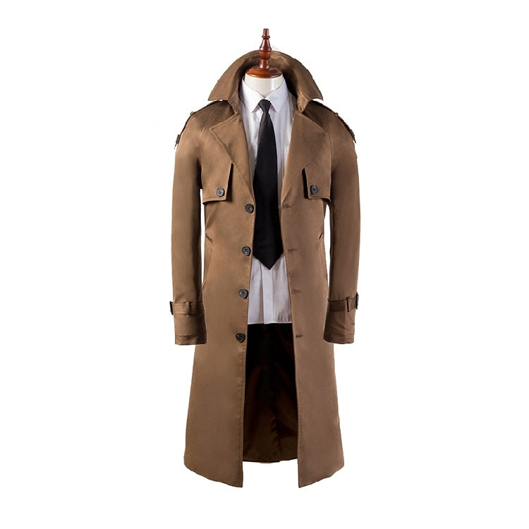 Men's Trench Coat Super Long Over The Knee Slim Business Casual coat