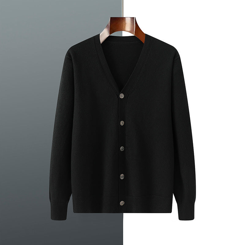 V-neck Knitted Cardigan Coat Men