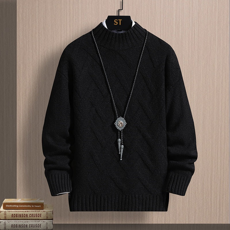 Autumn Middle-collar Long Sleeve Jacquard Pullover sweater