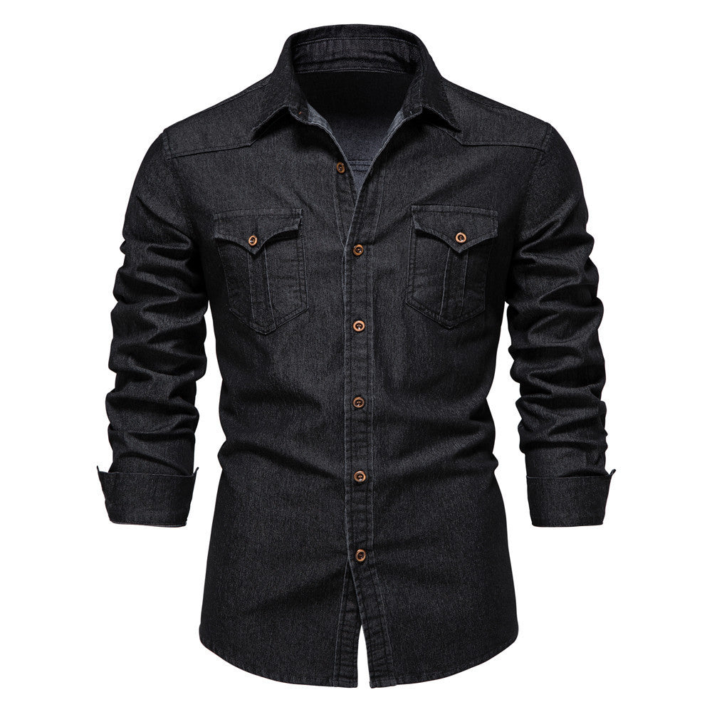 Men's Long-sleeved Denim Shirt