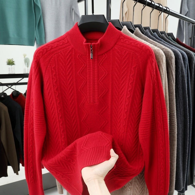 Men's Half Turtleneck Zipper Sweater