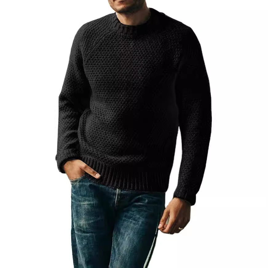 Men's Pullover Winter Casual Solid Color Round Neck Knitted sweater