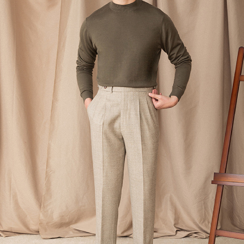 Self-heating Solid Color Basic Half Turtleneck Men's Sweater