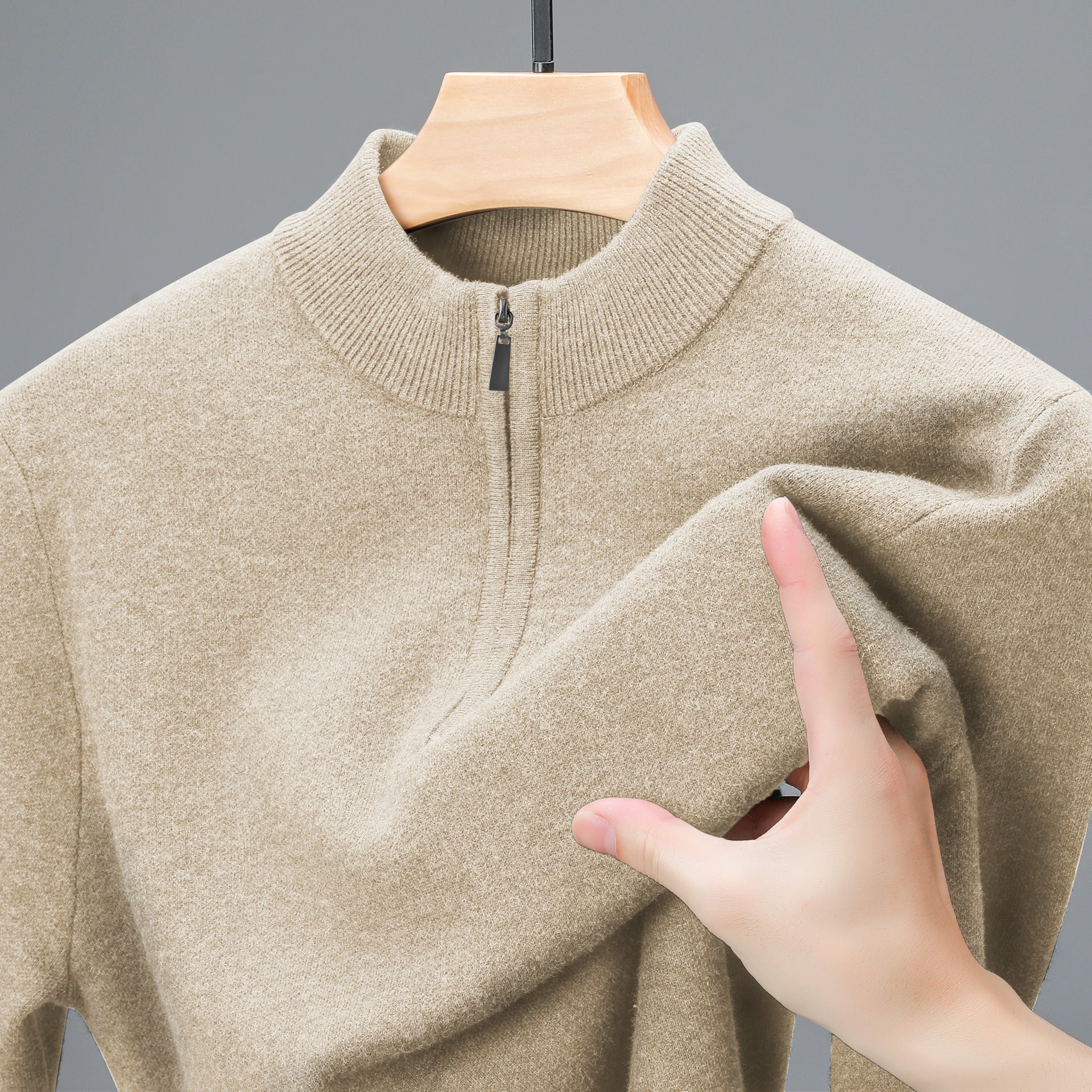 Men's Half-high Collar Zipper Sweater