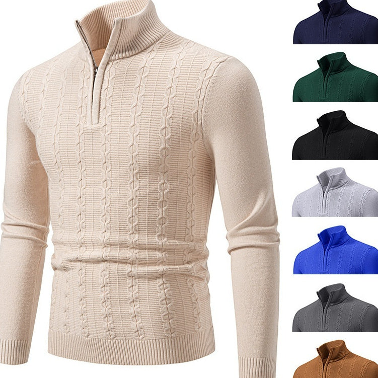 Casual Simple Stand-up Collar Slim Fit Men's Knitwear Sweater