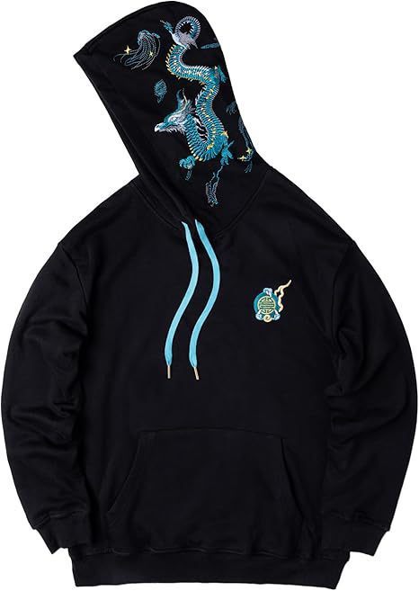 Men's Dragon Printed Heavy Pattern Hoodie