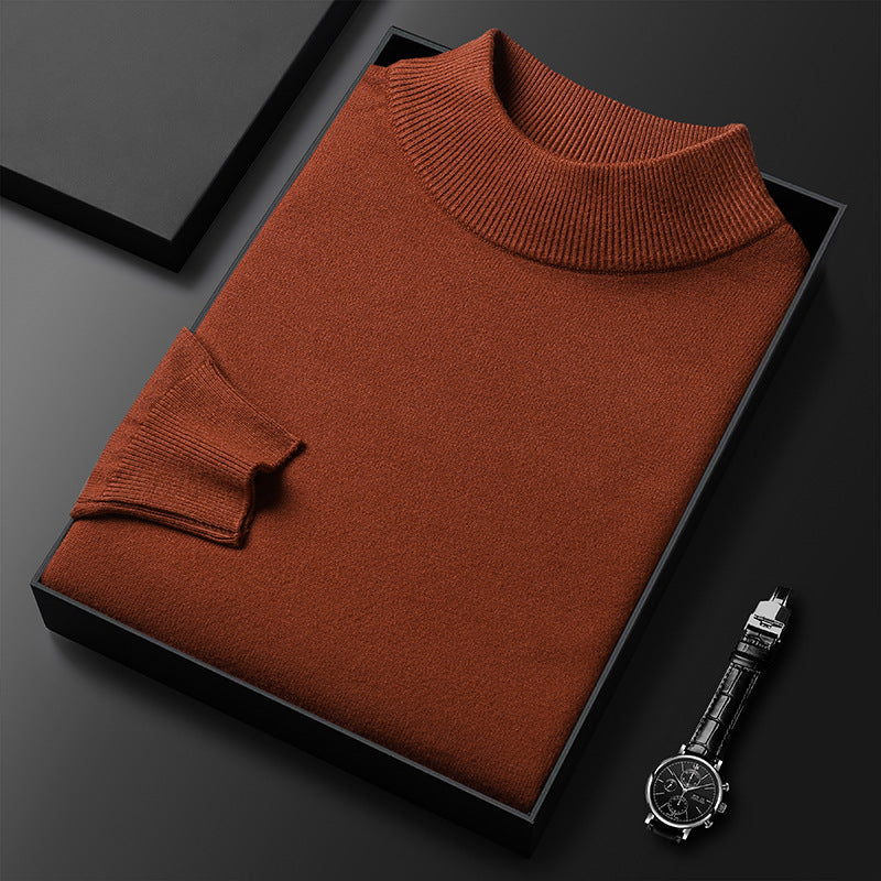 Men's Slim Fit Pure Color Half Collar Knitted Bottoming Shirt