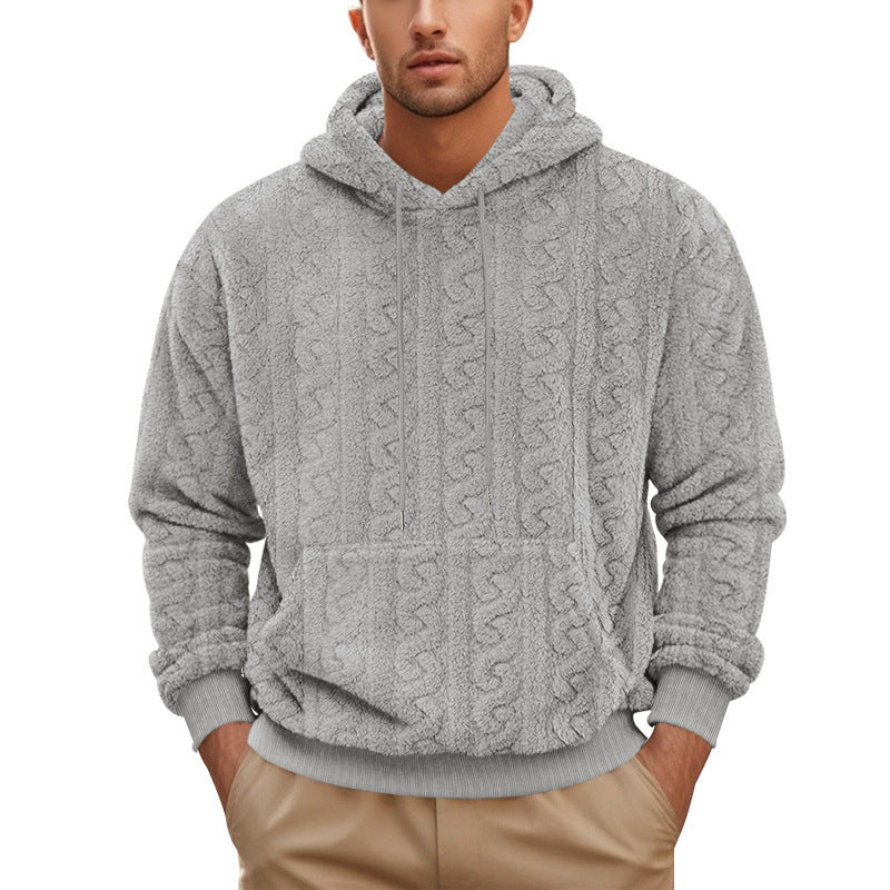 Men Hooded Jacquard Plush Sports And Leisure hoodie