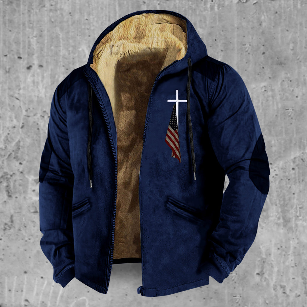 3D European And American Hooded Zipped Cotton-padded Jacket