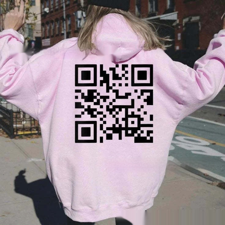 Hoodie Cross-border Fleece-lined QR Code Hoodie