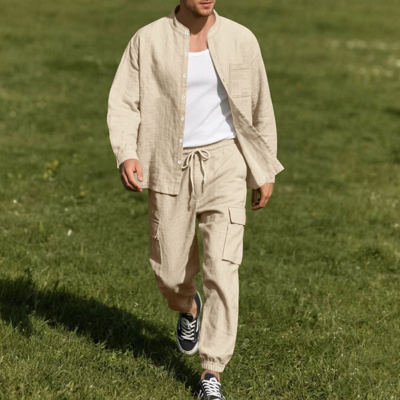 Long Sleeve Trousers Cardigan Casual Loose Beach Suit