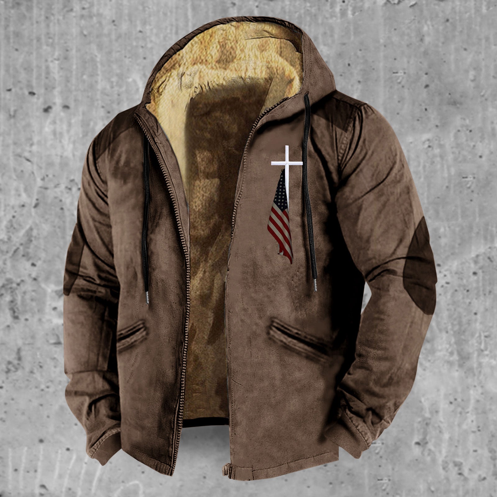 3D European And American Hooded Zipped Cotton-padded Jacket