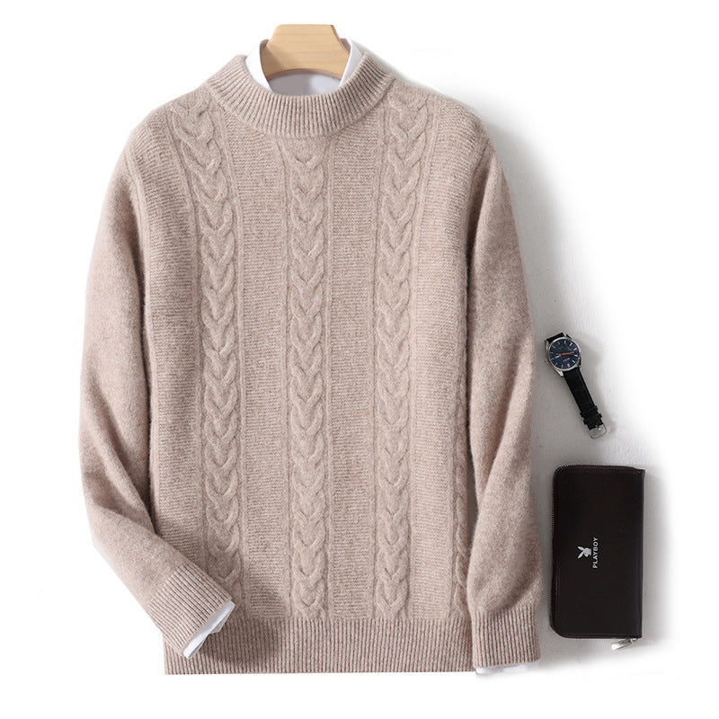 Autumn And Winter Men's Pure Wool Half Turtleneck Thickened Sweater