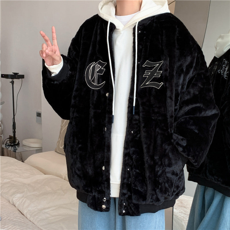 Winter Thickened American Retro Alphabet Baseball Uniform