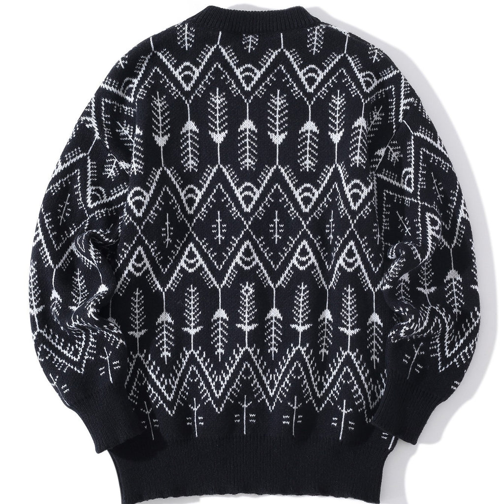Autumn And Winter Jacquard Retro Diamond sweater