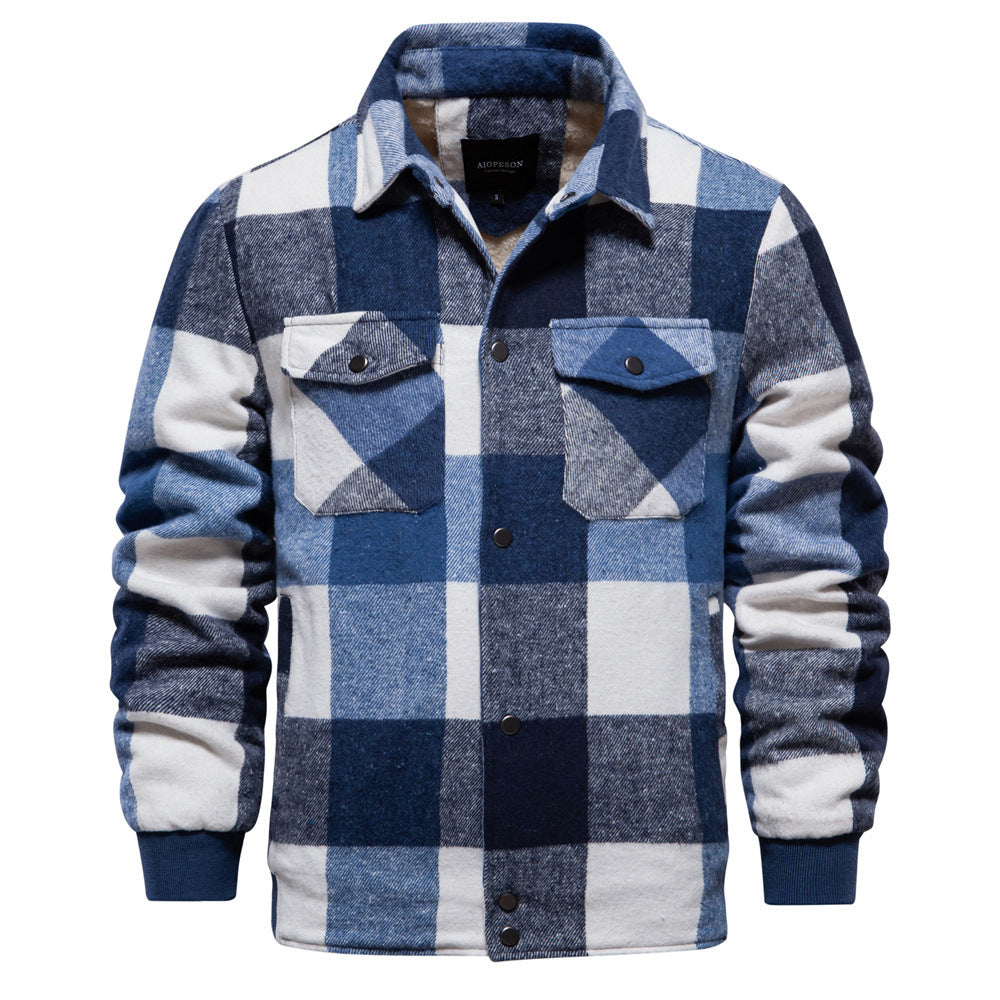 Autumn And Winter Men's Casual Plaid Coat