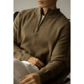 Washable Wool Men's Warm Half Turtleneck Zipper Sweater