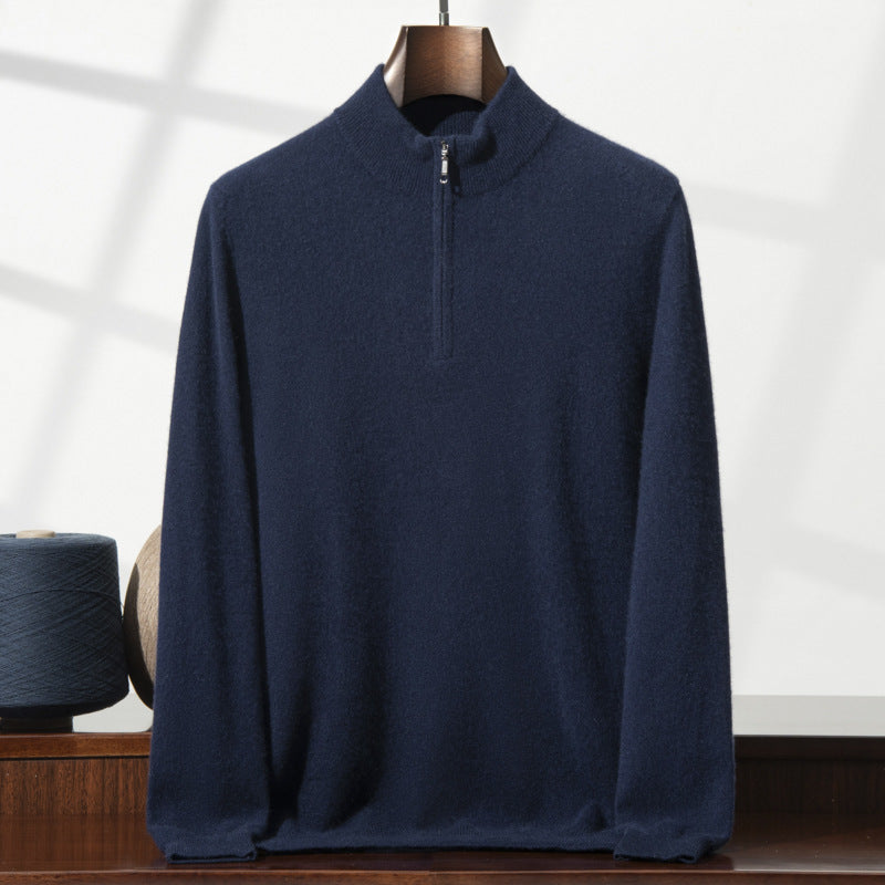 Men's Cashmere Sweater Zip-up Turtleneck Young And Middle-aged sweater
