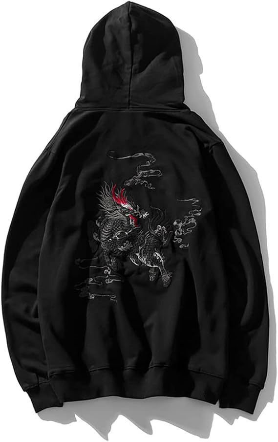 Men's Dragon Printed Heavy Pattern Hoodie