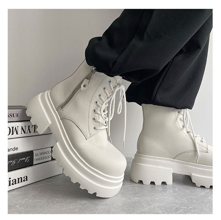 Autumn And Winter Leather Martin Boots High-top Leather Fleece-lined boots