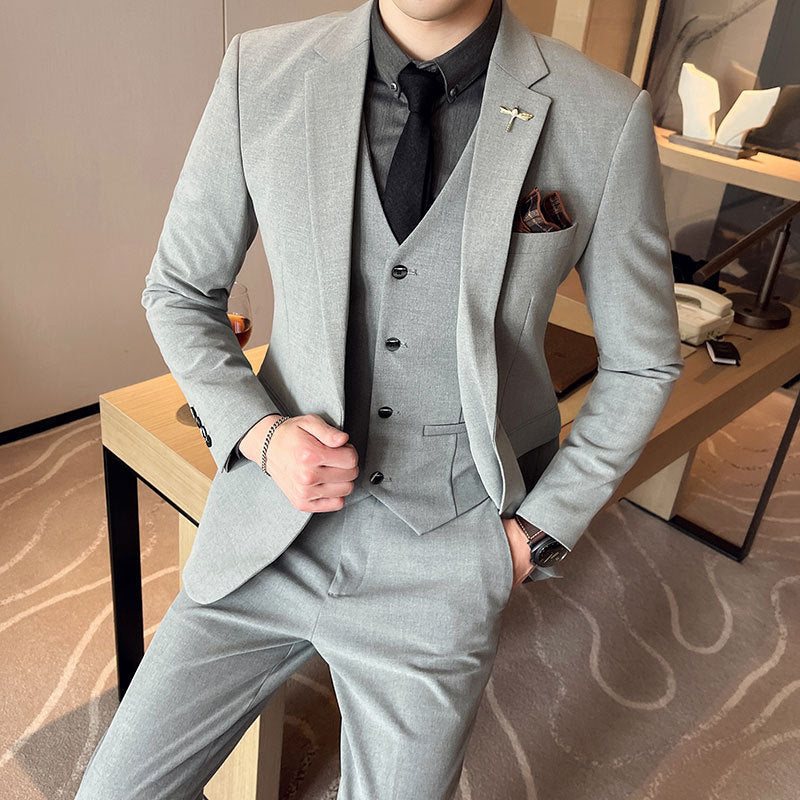 Men's Solid Color Men's Three-piece Suit
