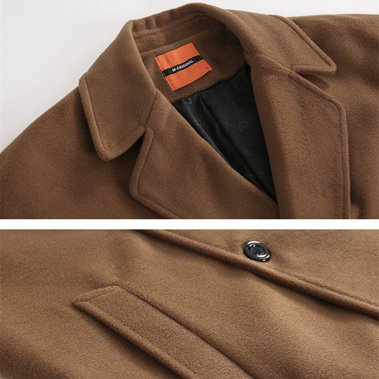 Men's Korean Version Loose Casual Long Woolen Coat