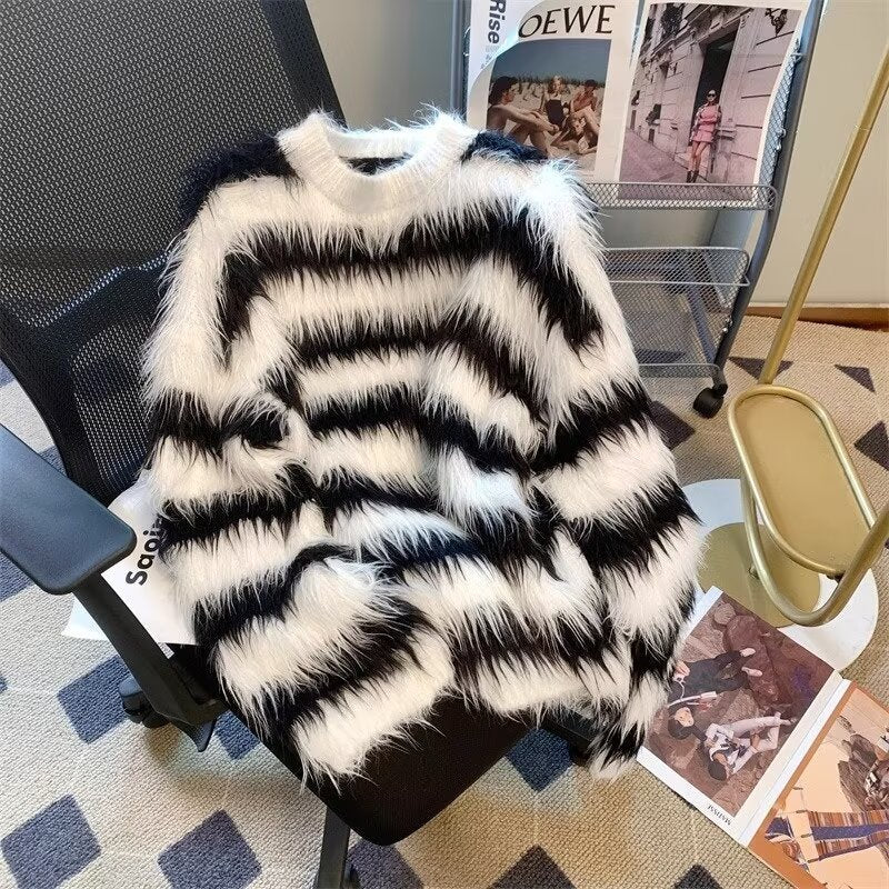 Black And White Striped Sweater For Men