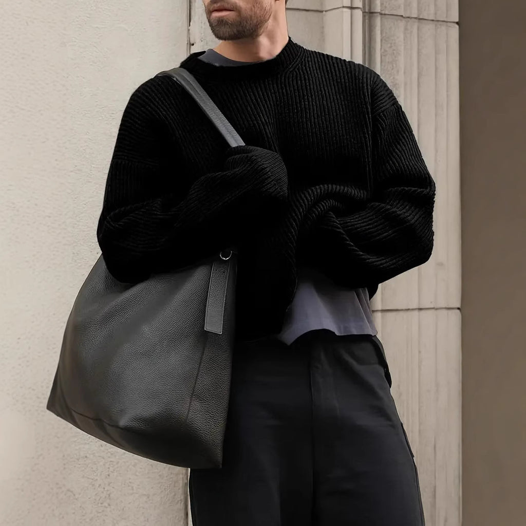 Men's Long Sleeve British Round Neck Pullover Knitted Sweater