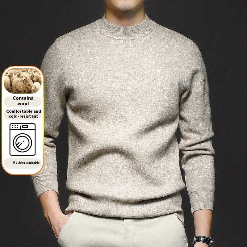 Men's Worsted Knitted Long Sleeve Sweater