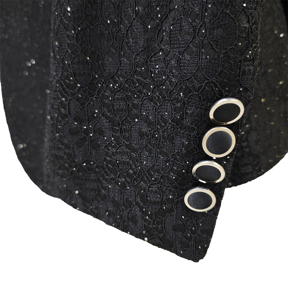 Men's Suit Set 3 Pieces Groomsmen Wedding Lace Costumes suit